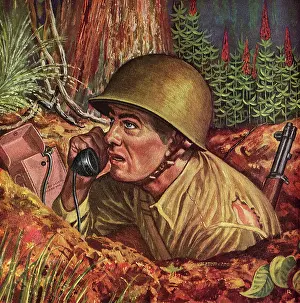 Foxhole: Soldier in Foxhole on the Phone