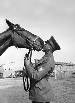 Bizzare: Soldier with his horse, 1930s