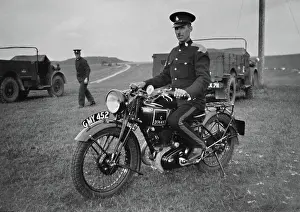 Okehampton: Soldier on a motorbike near Okehampton, Devon