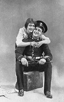 Cuddling: A soldier and his sweetheart