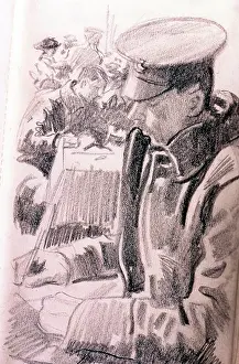 Poperinge: Soldier writing, WW1