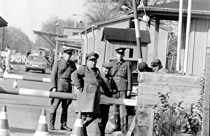 Cyrillic: Soldiers at a checkpoint, East Berlin, Germany