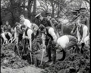 Pickaxes: Soldiers Digging A Shallow Trench Using Pickaxes
