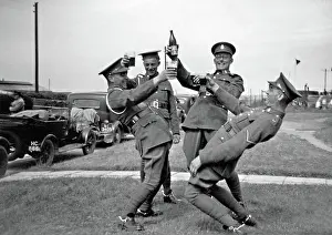 Okehampton: Four soldiers enjoying beer near Okehampton, Devon