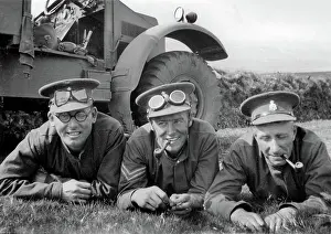 Okehampton: Three soldiers lying on the grass by their jeep