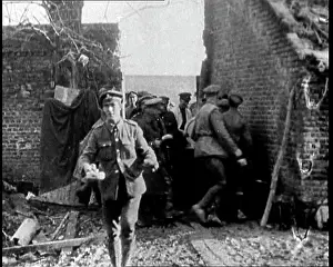 Queueing: Soldiers Queueing For Food in a Damaged Town