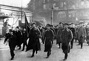 Disposal: Soldiers with red flag, 1918