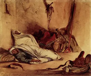 Guardroom: Soldiers Sleeping in a Guardroom, by Delacroix