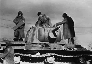 Sowjetunion: Soldiers and tanks of the Red Army on the Eastern front