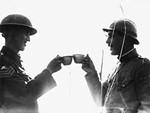 Socialising: Soldiers toast in 1917