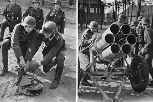 Mechanized: Soldiers during the training at the smoke projector, 1943