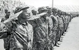 Saps: Soldiers of UWS saluting on parade at the ANC