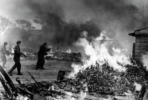 Waffen: Soldiers of the Waffen-SS during fighting on the Eastern