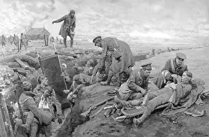 Ramc: Soldiers with wounded in trenches, WW1