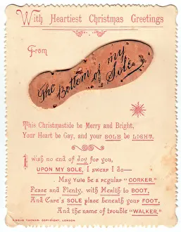 Puns: Sole with comic verse on a Christmas card