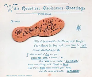 Puns: Sole with comic verse on a Christmas card