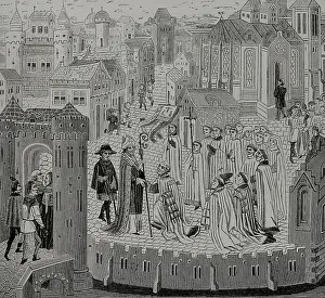 Catholics: Solemn reception of a bishop. Arrival of Gaugericus