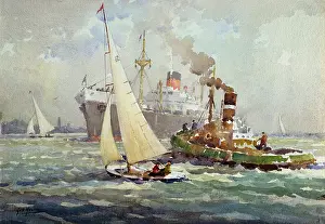 Solent: In the Solent ' liner, tug and dinghy