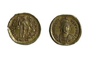 Honorius: Solidus of Honorius and Arcadius (4th c.). Roman