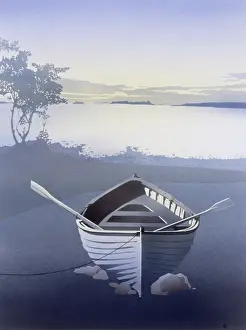 Airbrush: Solitude - Empty Rowing Boat by a Lake