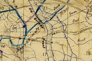 Hebuterne: Somme Map of trenches on the battlefield during WWI