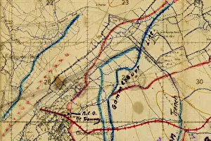 Hebuterne: Somme Map of trenches on the battlefield during WWI