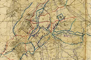 Hebuterne: Somme Map of trenches on the battlefield during WWI