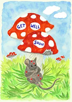 Toadstools: Get Well Soon toadstools with a spotty mouse