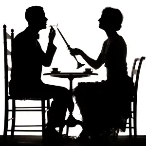 Acquainted: Sophisticated Silhouetted Couple Having After