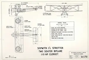 Strutter: Sopwith 1 1/2 Strutter three-view drawing