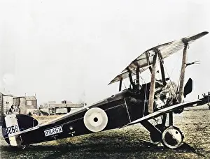 Sopwith: Sopwith Camel biplane on an airfield, WW1