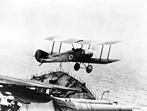 Repulse: Sopwith Pup taking off from HMS Repulse, WW1