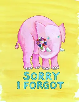 Sorry: Sorry I Forgot - pink elephant with flowers
