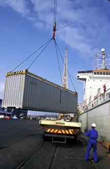 Flatbed: South Africa, Durban, 1998: Container loading at Durban