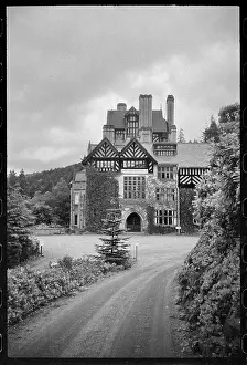 Rothbury: South elevation, also the entrance front, of Cragside