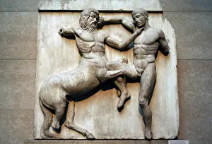 Parthenon: South metope XXXI. Parthenon marbles depicting part of the b