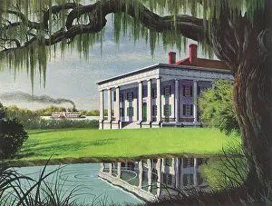 Columned: Southern Home on River