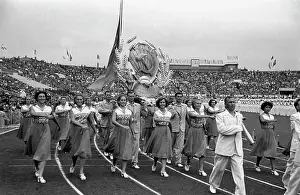 Soviet athlete parade in Moscow