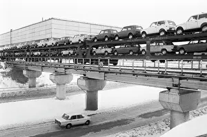Avtovaz: Soviet AvtoVAZ minicars freight train, 1983