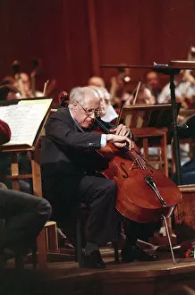 Mstislav: Soviet cellist Mstislav Rostropovich rehearsal