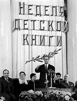 Announces: Soviet children's writer Lev Kassil, 1966