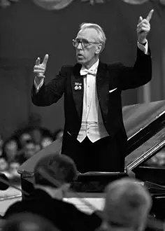 Composers: Soviet composer Dmitry Kabalevsky conducting at