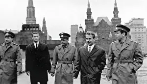 Volkov: Soviet cosmonauts walk in Red Square, Moscow, 1969