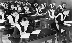 Compositions: Soviet female graduates from the tenth grade writing