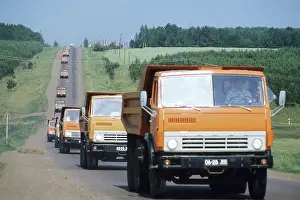 Soviet KamAZ -5511 dump trucks in Bashkiria, 1982