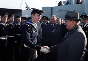 Greets: Soviet leader Gorbachev visits Aurora battle cruiser