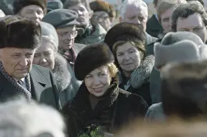 Soviet leader Mikhail Gorbachev visits Kiev
