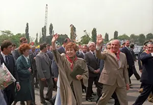Welcomed: Soviet leader Mikhal Gorbachev in Bucharest, 1987