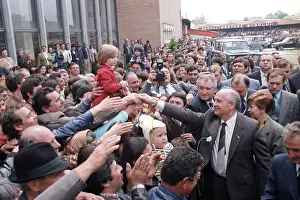 Welcomed: Soviet leader Mikhal Gorbachev in Bucharest, 1987