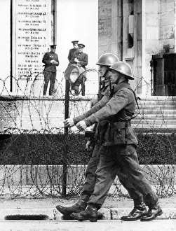 Fenced: Soviet memorial in Berlin guarded by British troops
